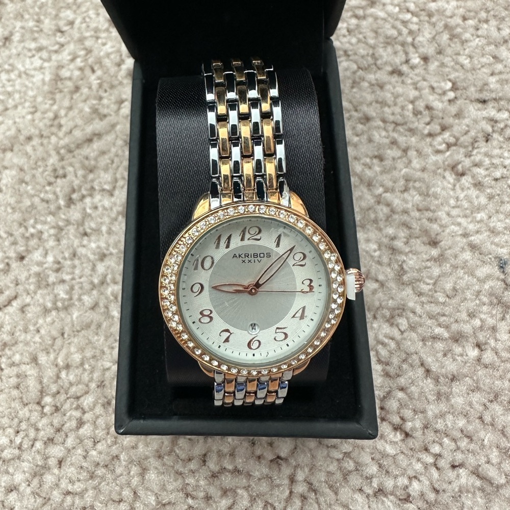 Akribos XXIV rose gold and silver women’s watch